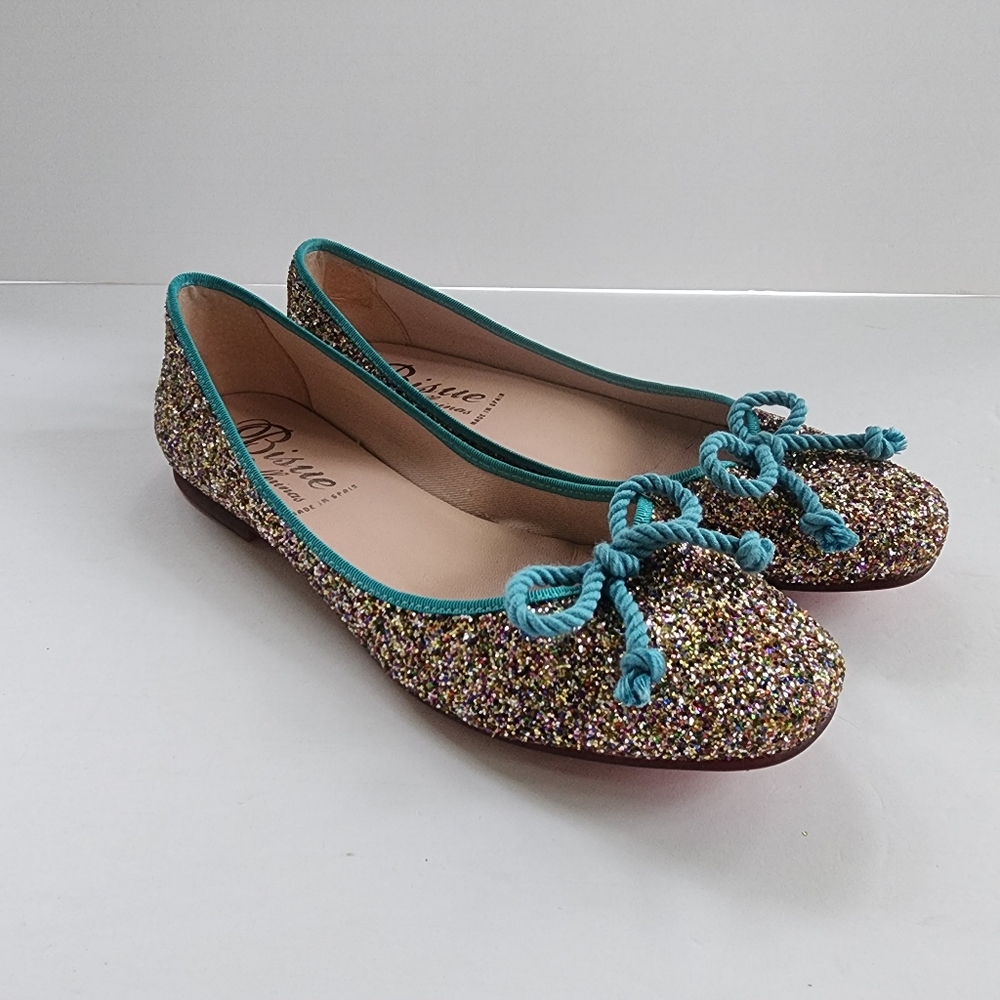 Anthropologie Bisue Ballerina Glitter Rope Bow Flats